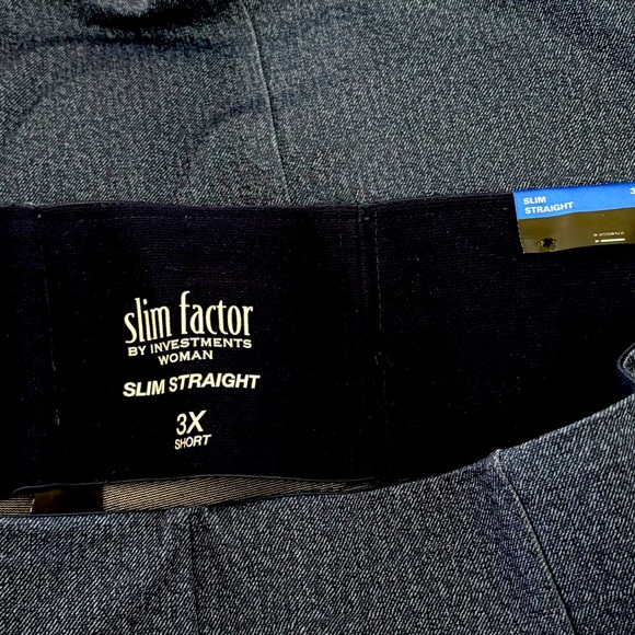Slim Factor by Investments Slim Straight Fit Pants 4 Way Stretch size 3X Short - Picture 4 of 6